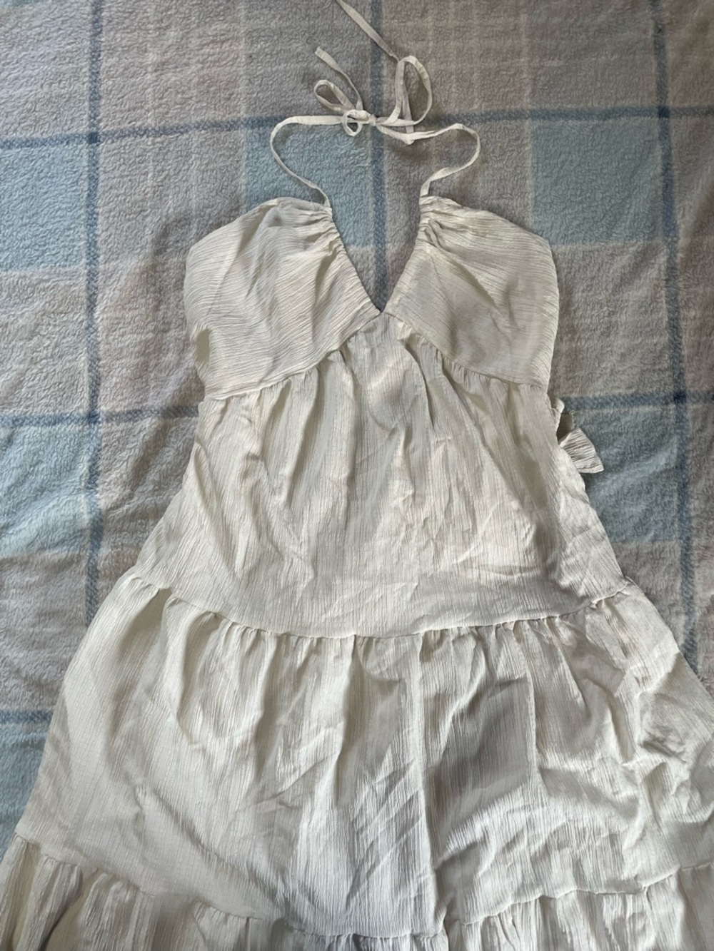 Light Cream Halter Maxi Dress with Tiered Skirt new in package